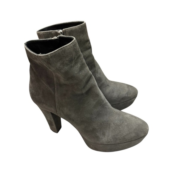 Alice + Olivia Grey Suede Platform Side Zip Booties - Size EU 37.5, US 7 - Picture 2 of 13